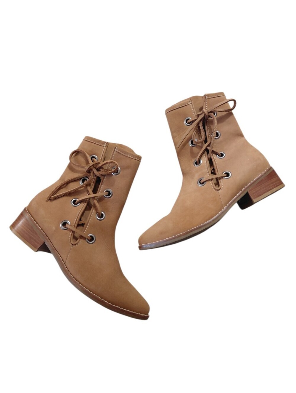 Matisse Voyage Tan Lace-Up Western Ankle Boots Size 6